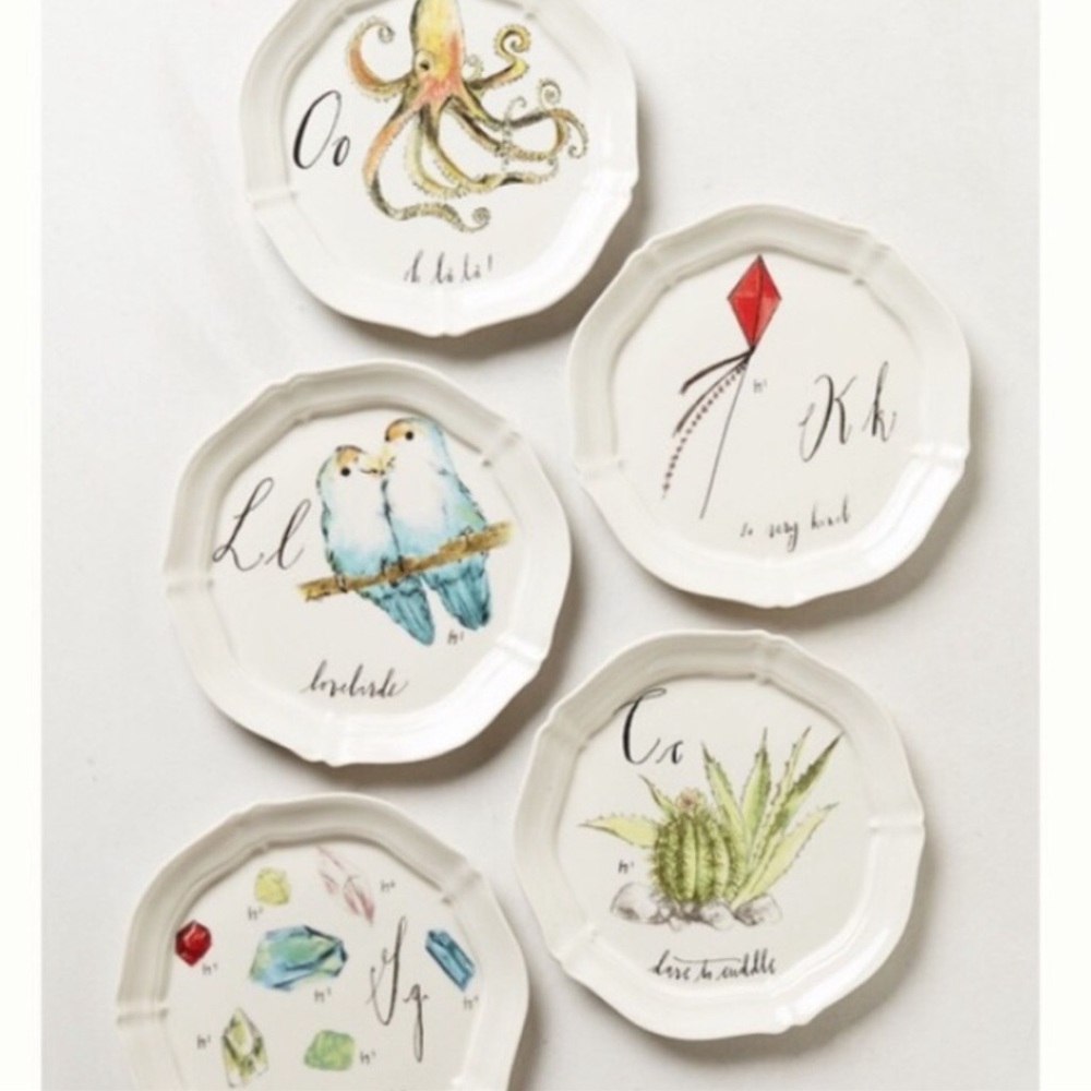 🐕Anthropologie Linea Carta Monogram Canapé Plate D Delightful Dog (pug) - Picture 4 of 12